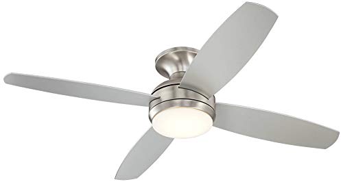 Size : 52 52 Casa Elite Modern Hugger Low Profile Ceiling Fan with Light LED Dimmable Remote Control Flush Mount Brushed Nickel for Living Room Bedroom YZPFSD